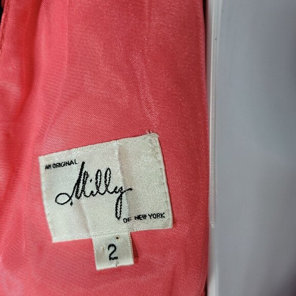 Milly NY Cocktail Dress Pink Brown Size 2 Sleeveless V Neck Zip Knee Length Lace - Picture 5 of 8